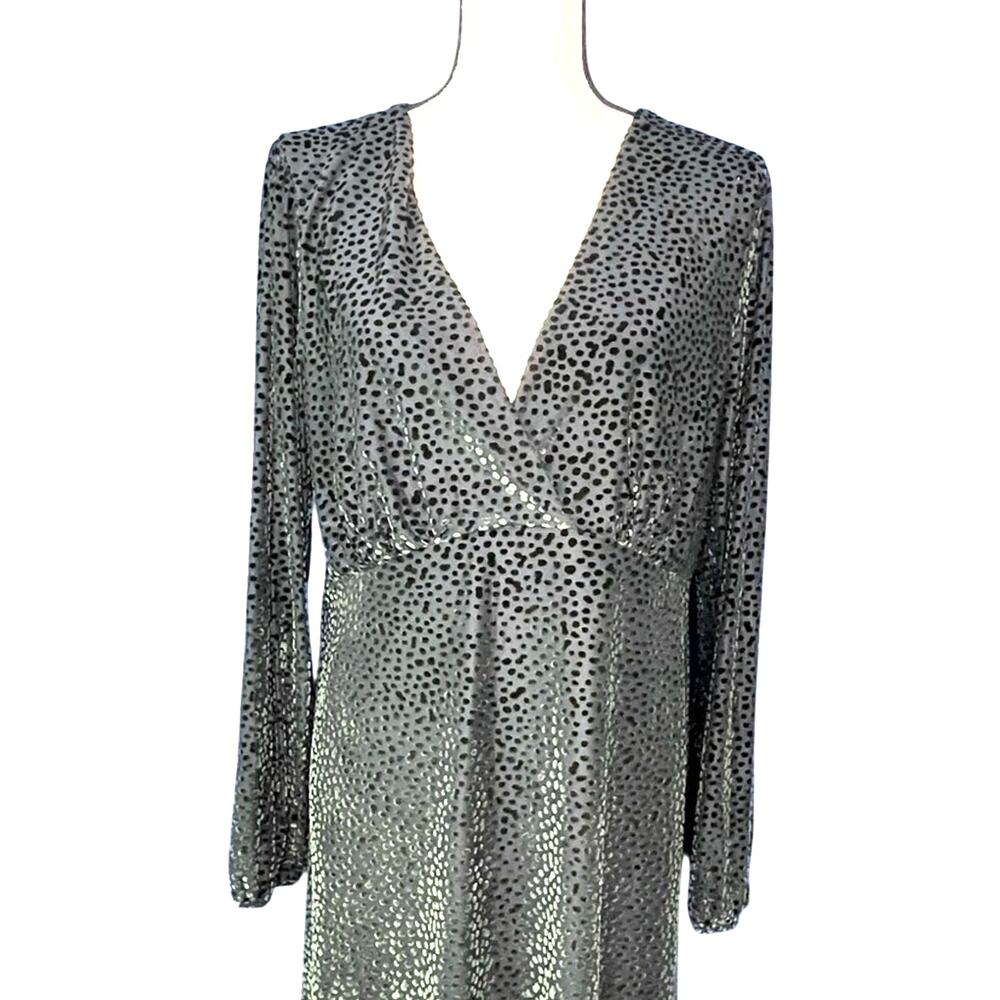 Green & Black Ruched Wrap Sheath Dress, Size XL - Pre-Owned